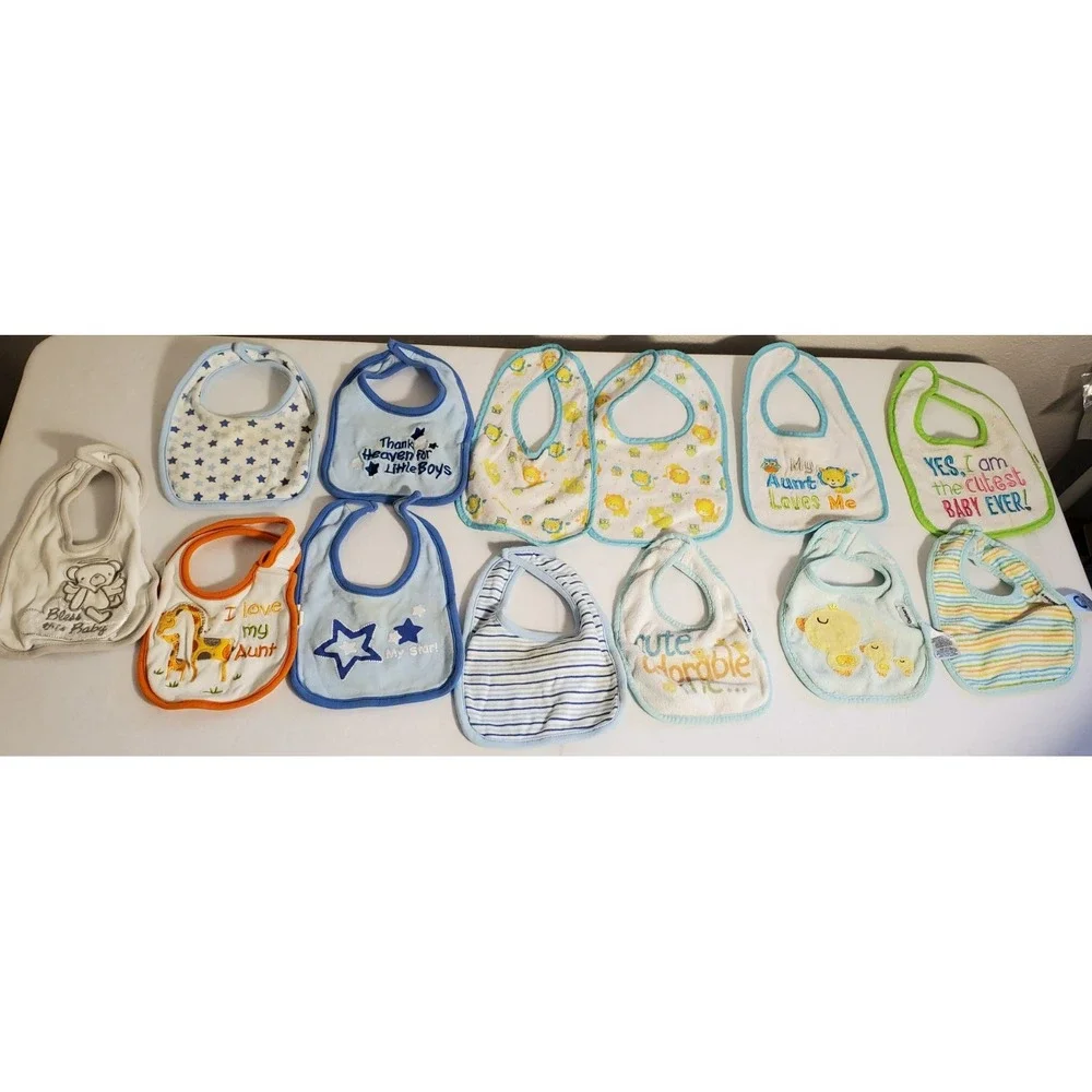 Baby Boy Feeding Drool Bibs Lot of 13